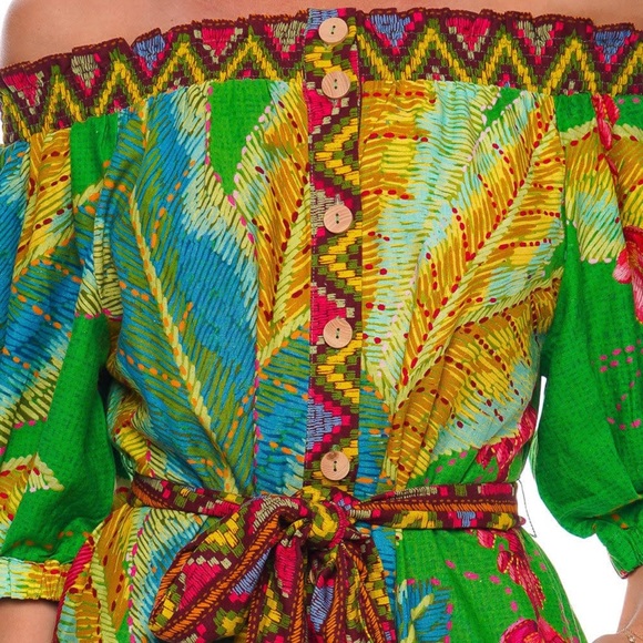 Farm Rio Banana Leaves Off Shoulder Midi
Dress Small - Picture 3 of 6